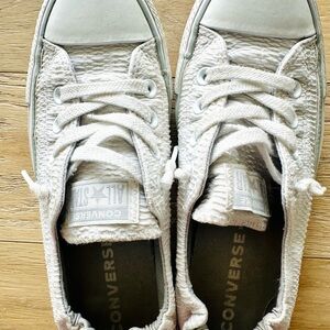 Converse All Star Textured White Sneakers, Woman Size 8 M